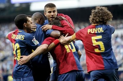 barcelona madrid team goal celebration